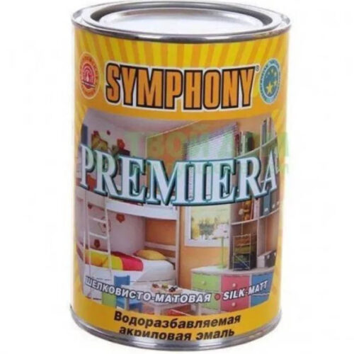 Эмаль акриловая Symphony Premiera 00-01100418 А шелково-матовая в пластиковой банке 0,9 л