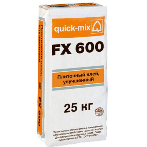 Клей для плитки Quick-mix FX 600 72340 эластичный 25 кг