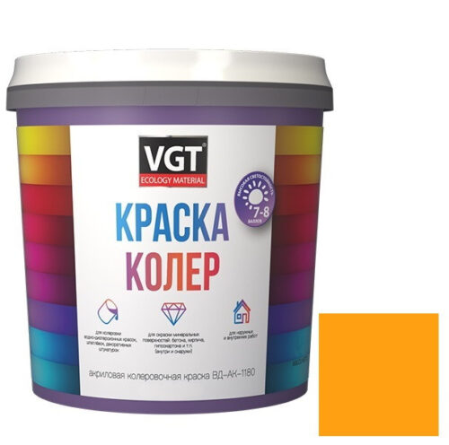 Колер-краска VGT ВД-АК-1180 желтая 1 кг