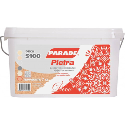 Покрытие декоративное с эффектом камня Parade Deco Pietra Терракота S100 7 кг