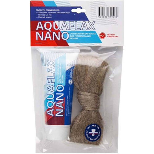 Набор для уплотнения резьбы Aquaflax nano 04052 паста 270 гр + лен 40 гр