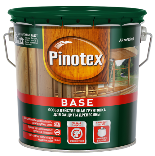 Грунтовка для защиты древесины Pinotex Base бесцветная 2,5 л