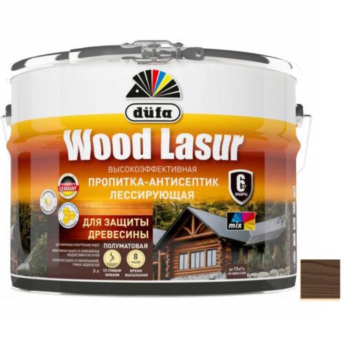 Пропитка лессирующая для защиты древесины Dufa Wood Lazur палисандр 9 л