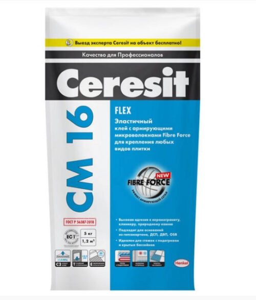 Клей для плитки Ceresit СМ 16 эластичный 5 кг