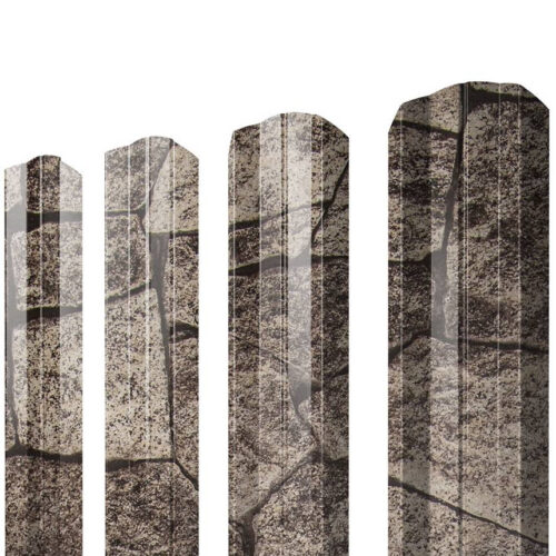 Штакетник М-образный Grand Line Print Elite King Stone TwinColor фигурный резка 0,45 мм