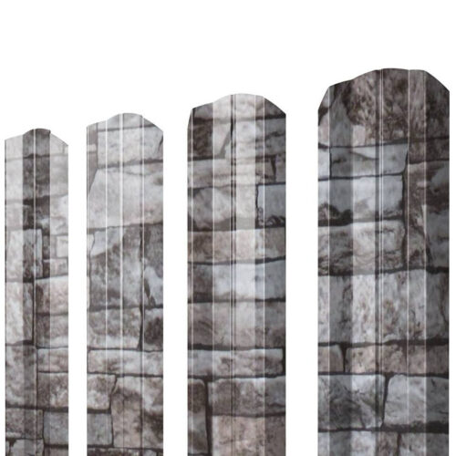Штакетник М-образный Grand Line Print Elite Fine Stone TwinColor фигурный резка 0,45 мм
