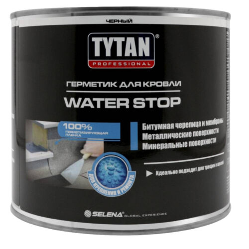 Герметик для кровли Tytan Professional Water stop черный 1,8 кг