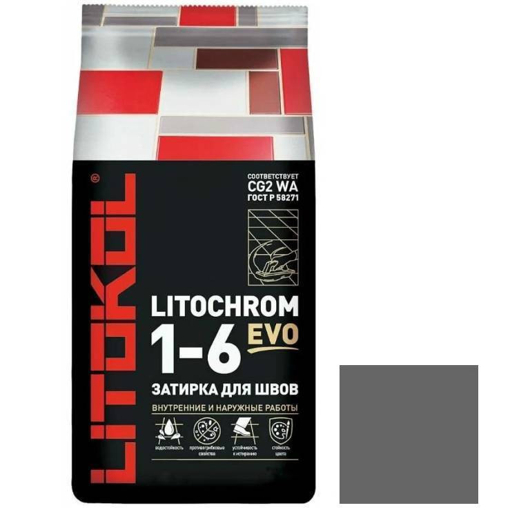 Затирка цементная для швов Litokol Litochrom 1-6 Evo LE.135 антрацит 25 кг